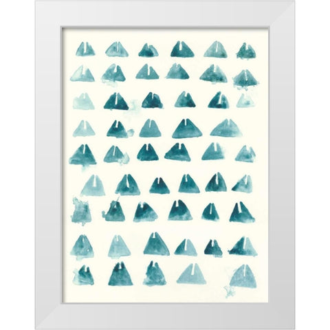 Blue Batik Motif III White Modern Wood Framed Art Print by Vess, June Erica