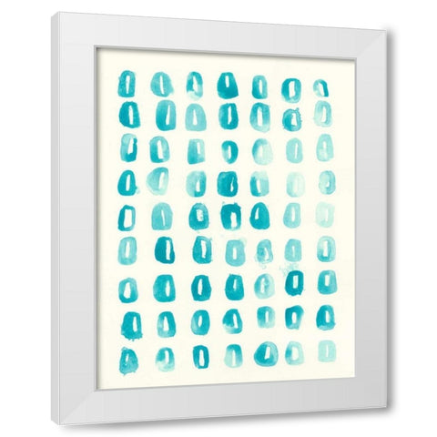 Blue Batik Motif IV White Modern Wood Framed Art Print by Vess, June Erica