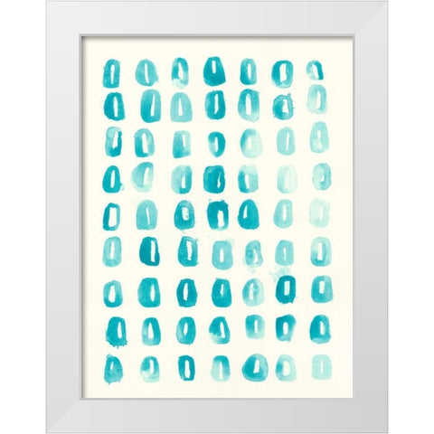 Blue Batik Motif IV White Modern Wood Framed Art Print by Vess, June Erica