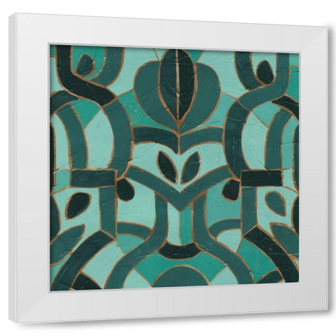 Turquoise Mosaic I White Modern Wood Framed Art Print by Vess, June Erica