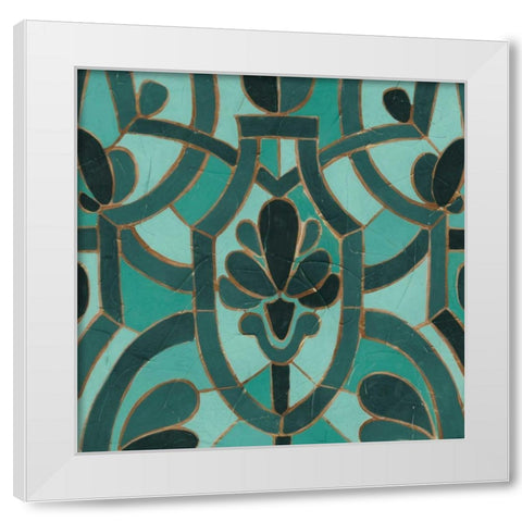 Turquoise Mosaic III White Modern Wood Framed Art Print by Vess, June Erica