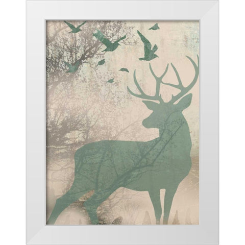 Deer Solace I White Modern Wood Framed Art Print by Goldberger, Jennifer