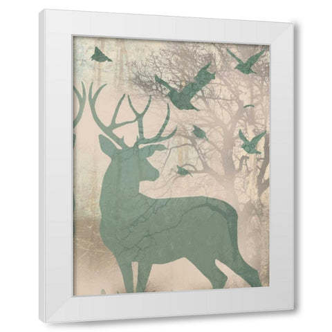 Deer Solace II White Modern Wood Framed Art Print by Goldberger, Jennifer