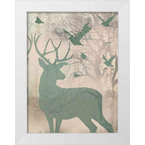 Deer Solace II White Modern Wood Framed Art Print by Goldberger, Jennifer