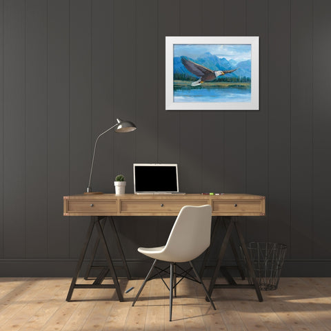 Eagle Soaring White Modern Wood Framed Art Print by OToole, Tim