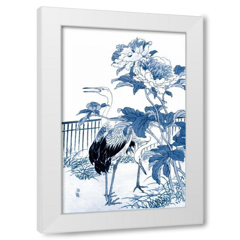 Blue and White Asian Garden I White Modern Wood Framed Art Print by Vision Studio