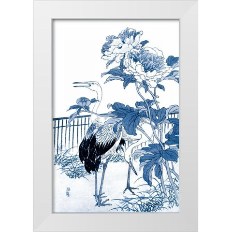 Blue and White Asian Garden I White Modern Wood Framed Art Print by Vision Studio