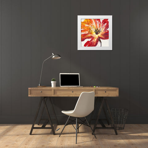 Fleur Rouge II White Modern Wood Framed Art Print by OToole, Tim