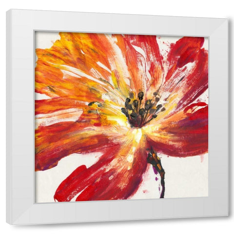 Fleur Rouge II White Modern Wood Framed Art Print by OToole, Tim