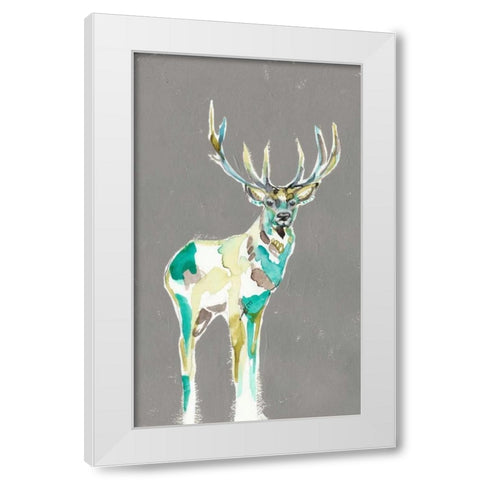 Solitary Deer I White Modern Wood Framed Art Print by Goldberger, Jennifer