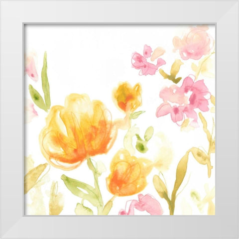 Floral Song I White Modern Wood Framed Art Print by Vess, June Erica