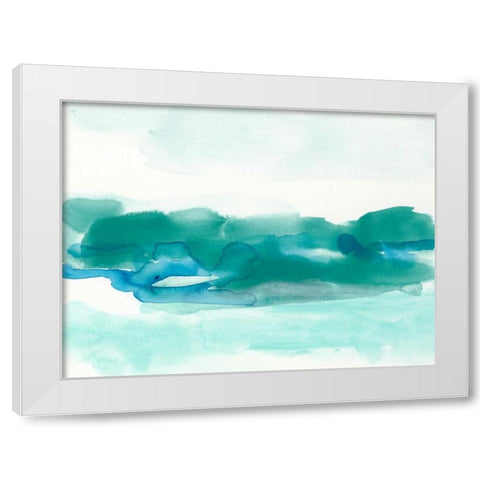 Teal Coast I White Modern Wood Framed Art Print by Vess, June Erica
