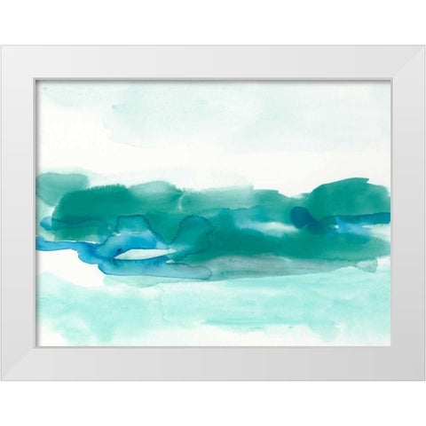 Teal Coast I White Modern Wood Framed Art Print by Vess, June Erica