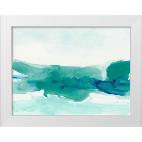 Teal Coast II White Modern Wood Framed Art Print by Vess, June Erica
