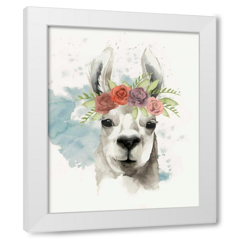 Llama Flora I White Modern Wood Framed Art Print by Popp, Grace