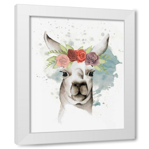 Llama Flora II White Modern Wood Framed Art Print by Popp, Grace