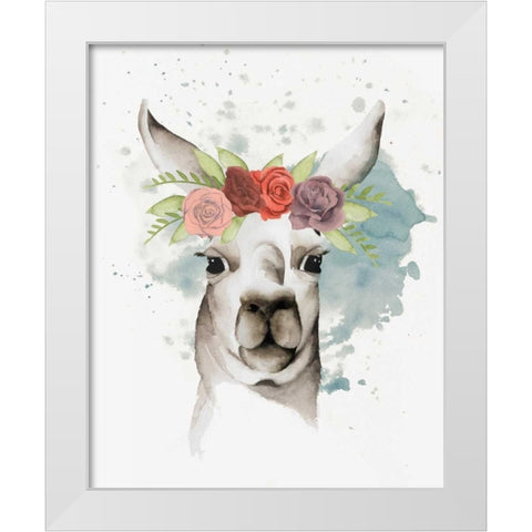 Llama Flora II White Modern Wood Framed Art Print by Popp, Grace