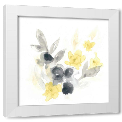 Citron Bouquet II White Modern Wood Framed Art Print by Vess, June Erica