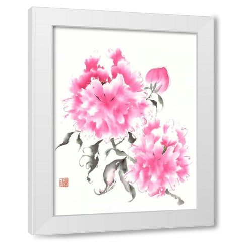 Peonie Blossoms I White Modern Wood Framed Art Print by Rae, Nan