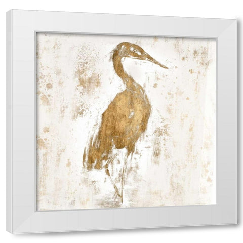Gilded Heron I White Modern Wood Framed Art Print by Goldberger, Jennifer