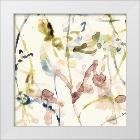 Flower Drips III White Modern Wood Framed Art Print by Goldberger, Jennifer