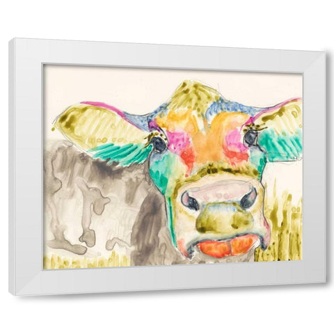 Hifi Cow II White Modern Wood Framed Art Print by Goldberger, Jennifer
