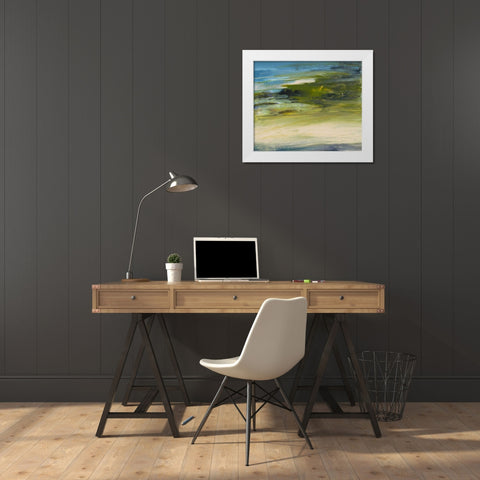 Rivers Edge White Modern Wood Framed Art Print by Gordon, Sharon