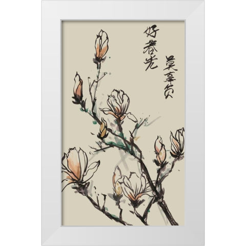 Mandarin Magnolia I White Modern Wood Framed Art Print by Wang, Melissa