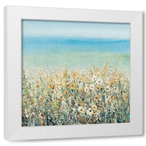 Shoreline Flowers I White Modern Wood Framed Art Print by OToole, Tim