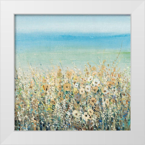 Shoreline Flowers I White Modern Wood Framed Art Print by OToole, Tim