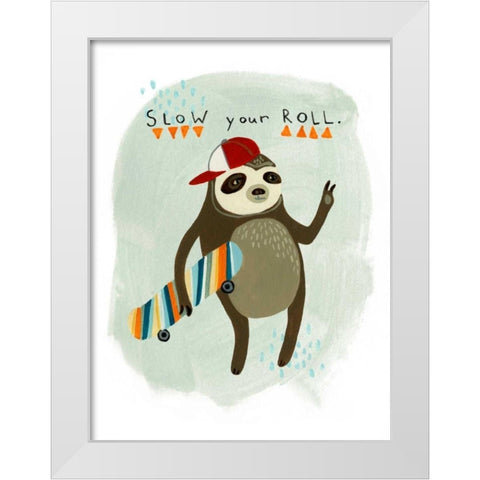 Hipster Sloth I White Modern Wood Framed Art Print by Vess, June Erica