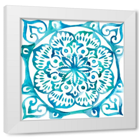 Meditation Tiles III White Modern Wood Framed Art Print by Zarris, Chariklia