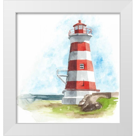 Watercolor Lighthouse I White Modern Wood Framed Art Print by McCavitt, Naomi