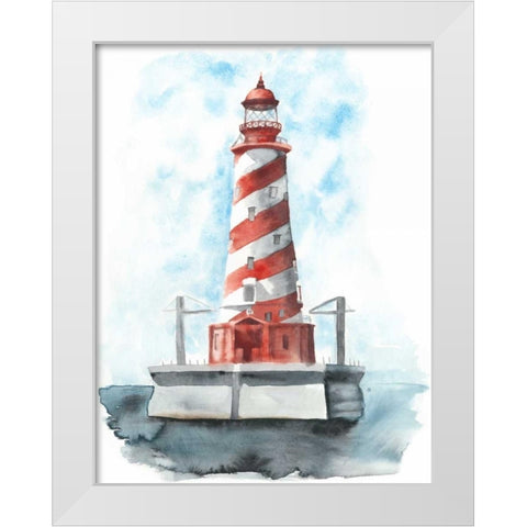 Watercolor Lighthouse IV White Modern Wood Framed Art Print by McCavitt, Naomi