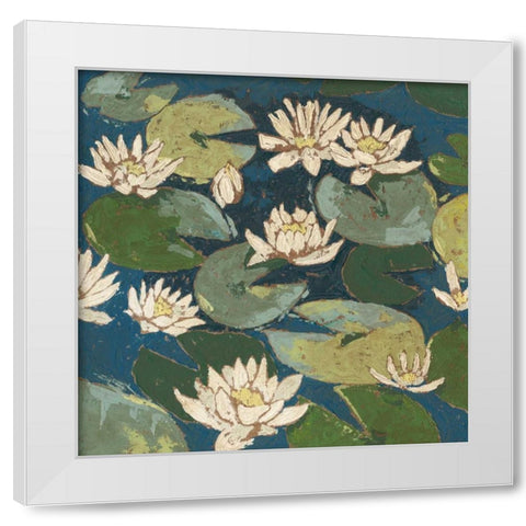 Water Flowers I White Modern Wood Framed Art Print by Meagher, Megan