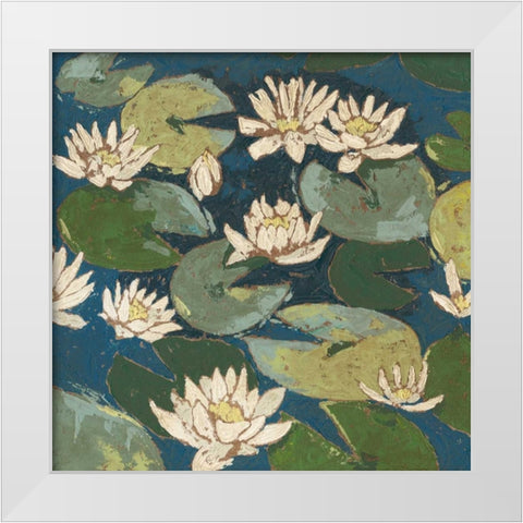 Water Flowers I White Modern Wood Framed Art Print by Meagher, Megan