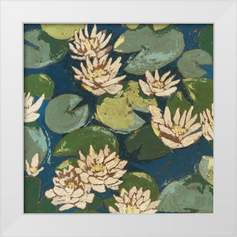 Water Flowers II White Modern Wood Framed Art Print by Meagher, Megan