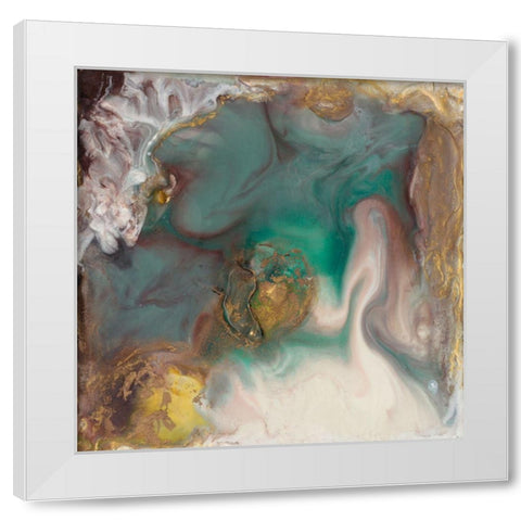 Emerald Illumination White Modern Wood Framed Art Print by Bramma, Lila
