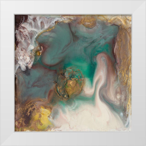 Emerald Illumination White Modern Wood Framed Art Print by Bramma, Lila