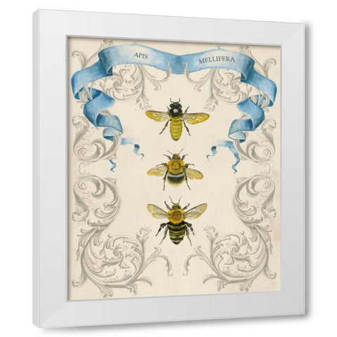 Bees and Filigree II White Modern Wood Framed Art Print by McCavitt, Naomi