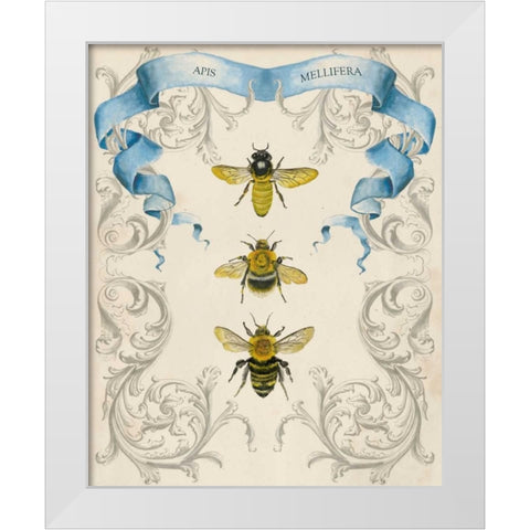 Bees and Filigree II White Modern Wood Framed Art Print by McCavitt, Naomi