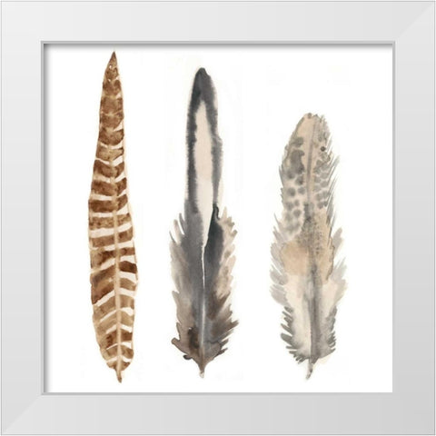 Watercolor Plumes I White Modern Wood Framed Art Print by McCavitt, Naomi