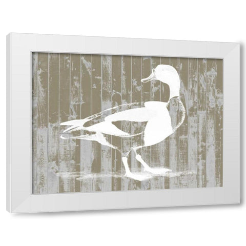Woodgrain Fowl I White Modern Wood Framed Art Print by Goldberger, Jennifer
