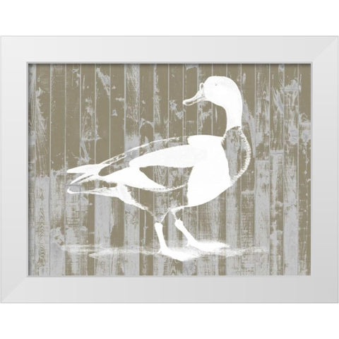 Woodgrain Fowl I White Modern Wood Framed Art Print by Goldberger, Jennifer