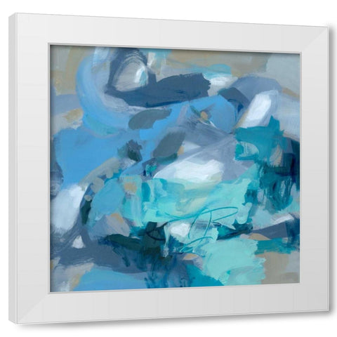 Abstract Blues I White Modern Wood Framed Art Print by Long, Christina