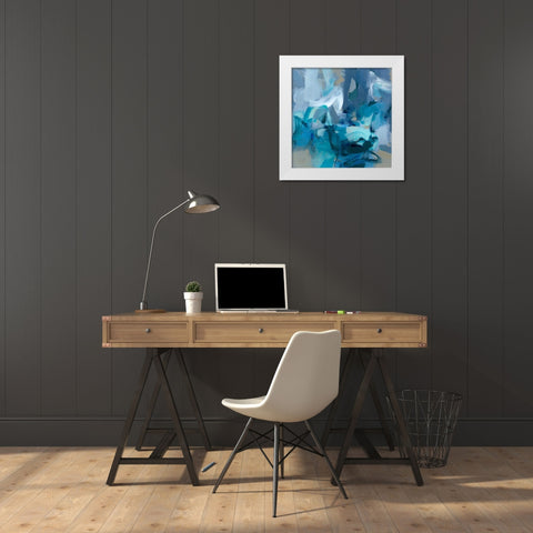 Abstract Blues II White Modern Wood Framed Art Print by Long, Christina