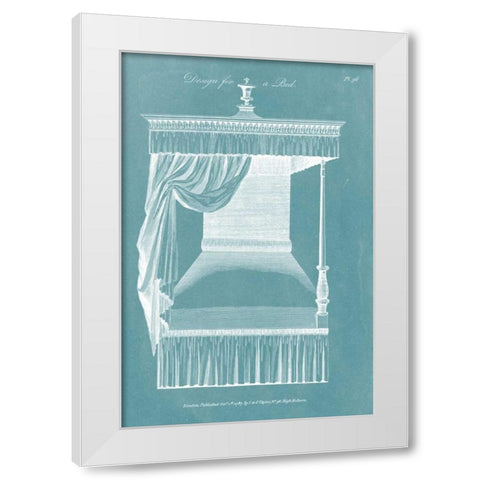 Design for a Bed IV White Modern Wood Framed Art Print by Hepplewhite