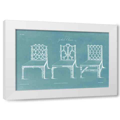 Design for a Chair II White Modern Wood Framed Art Print by Chippendale, Thomas
