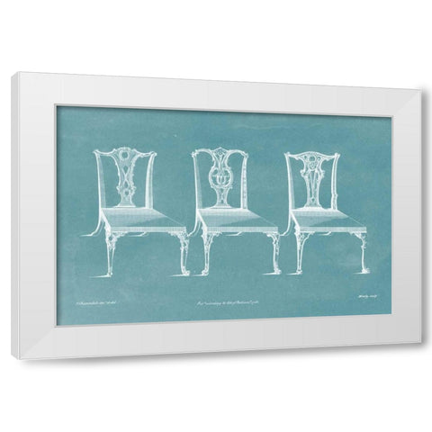 Design for a Chair III White Modern Wood Framed Art Print by Chippendale, Thomas