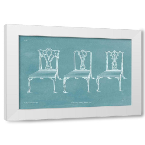Design for a Chair IV White Modern Wood Framed Art Print by Chippendale, Thomas